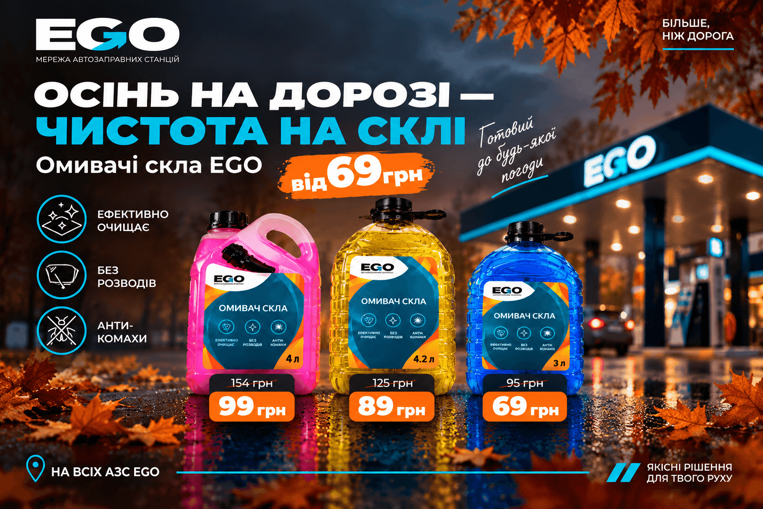 Осінь на дорозі - чистота на склі